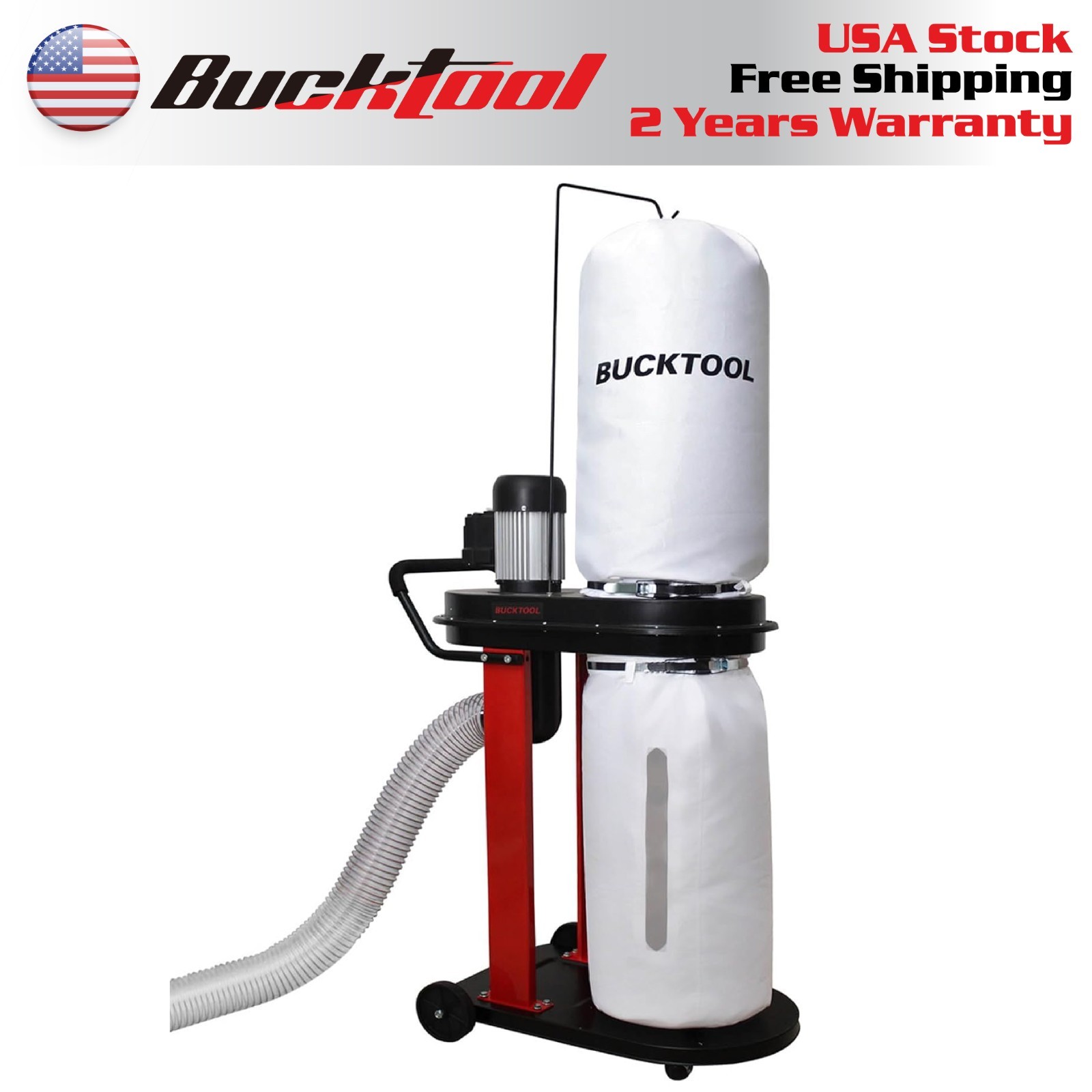 BUCKTOOL 1.2 HP Auto Start 750CFM Dust Collector with 3 Dust Collection Bag