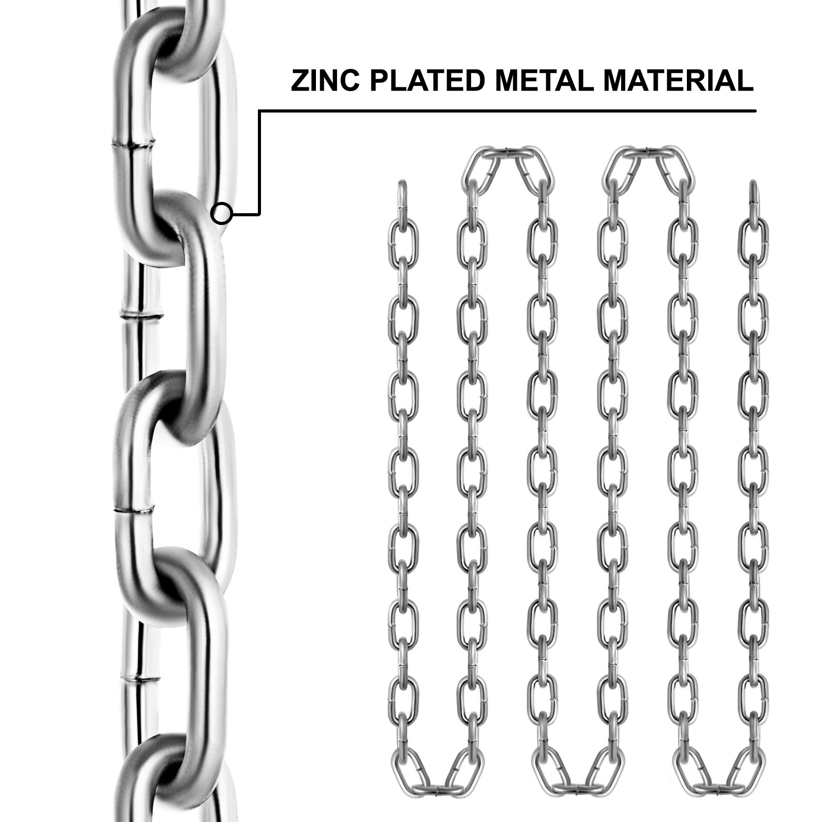 VEVOR 1/4" 100' Proof Coil Chain Zinc Plated Galvanized Towing Guard Rails G30