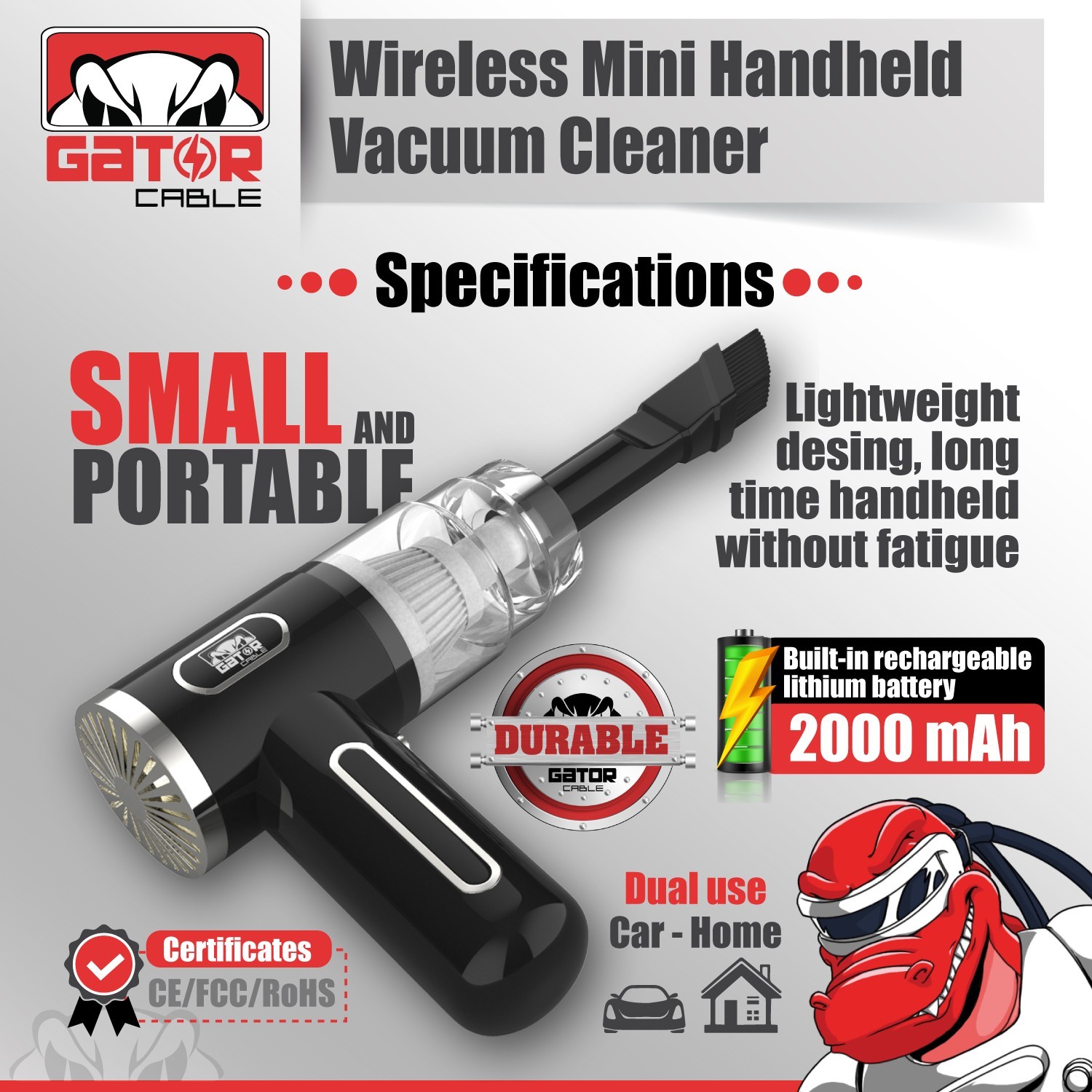 Cordless Handheld Vacuum Cleaner Small Mini Portable Car Auto Home Wireless 120W