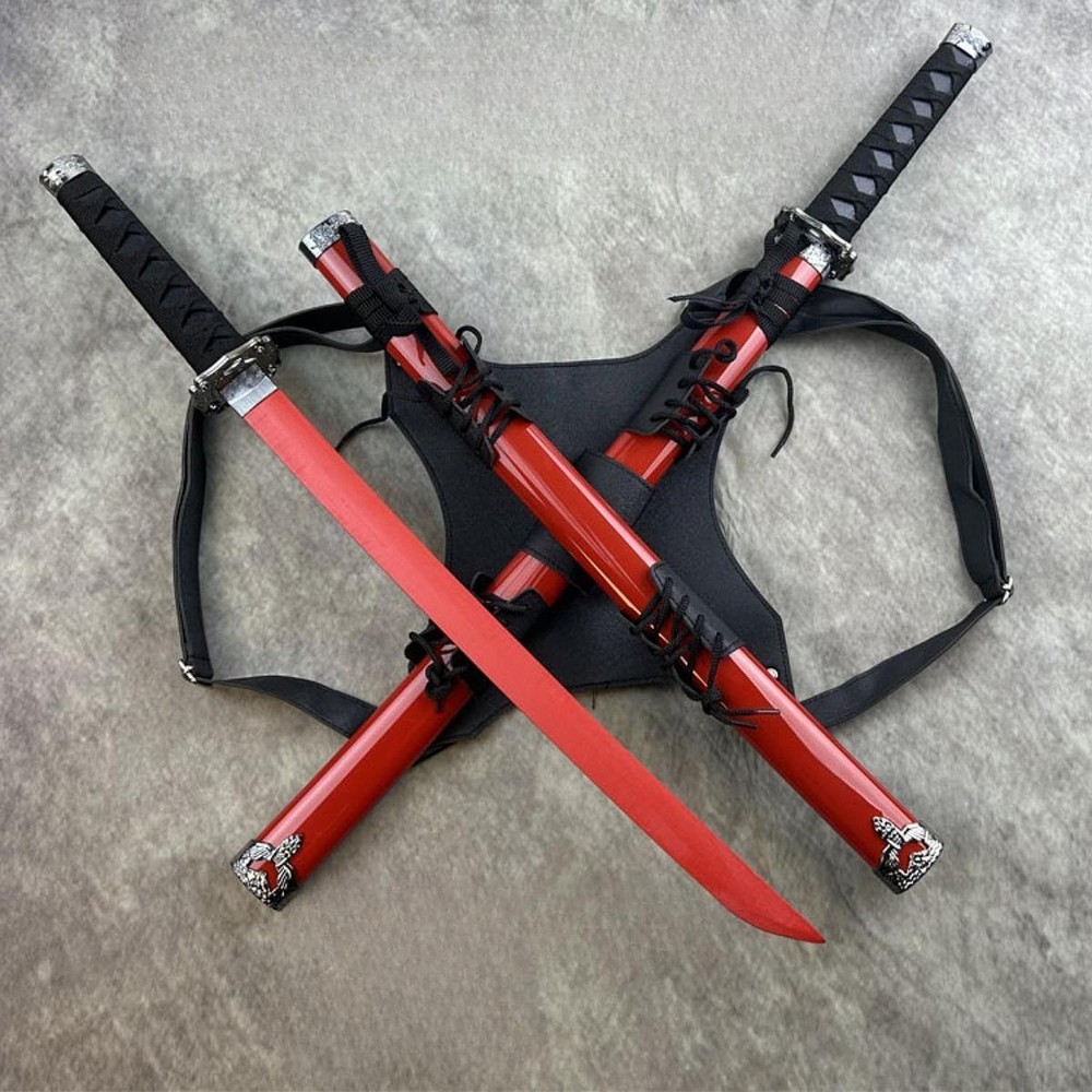 Double Sword Harness Sword PU Leather Back Strap Sword Back
