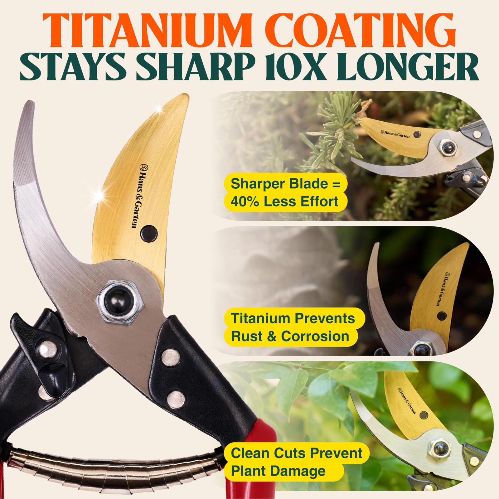 ForgedPRO 8.75" Heavy Duty Professional Titanium Bypass Pruning Shears - Use ...