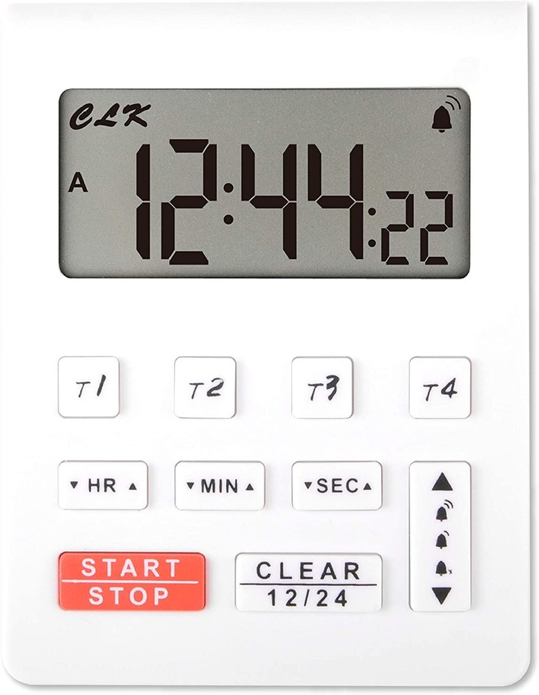 LCD Digital 4-channel Timer 12/24H Clock Countdown Volume Control Multi-scene