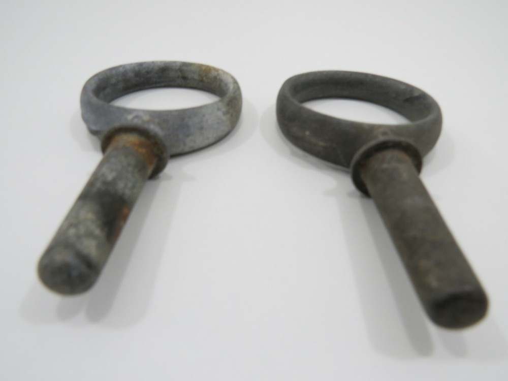 2 OLD GALVANIZED PAIR OAR LOCKS FOR BOAT DECOR (C2.5AG)