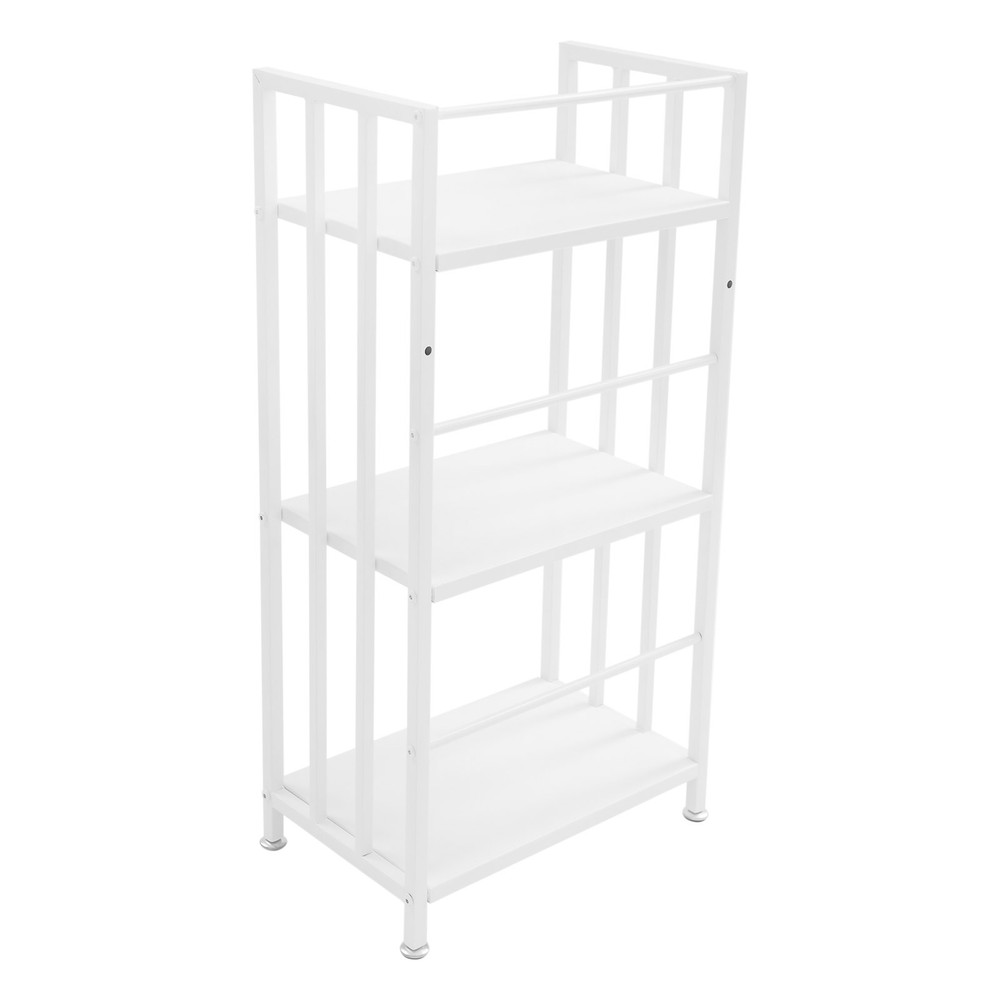 Open Shelf Bookcase, 3-Tier Display Rack, White, Baking Paint, Floor Mount