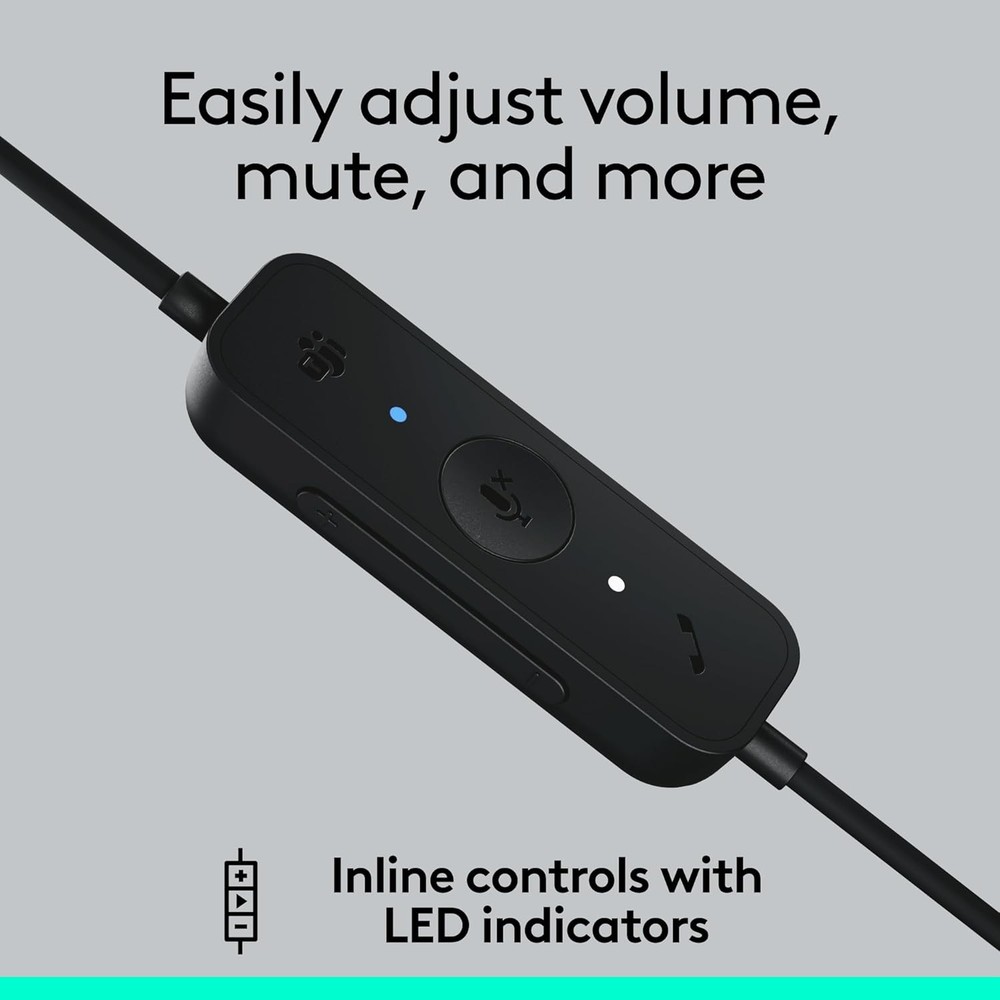 Logitech H570e USB Headset Microphone for PC Mac Black Noise-Canceling Mics