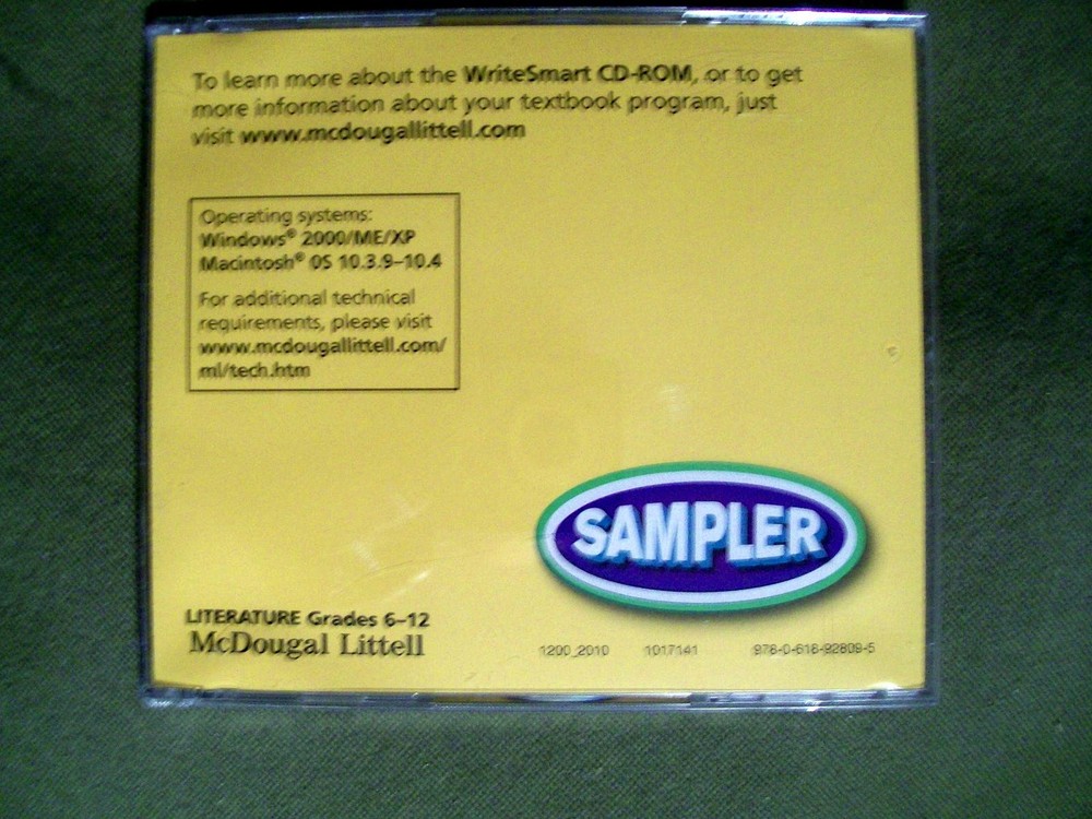 McDougal Littell Literature Grades 6-12 Write Smart Sampler CD-ROM