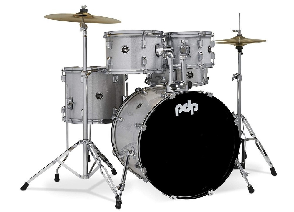 Pacific Drums Center Stage Complete Drumkit, 5 Drum Set, Diamond White...