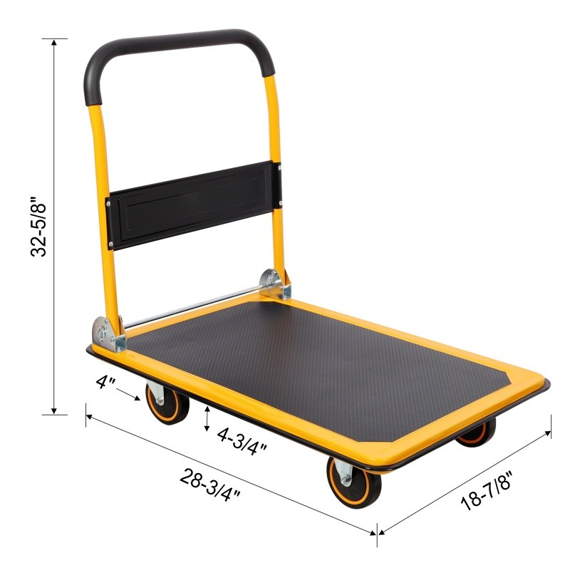 330 lb Platform Truck Push Dolly Hand Flatbed Cart Steel 28.7"x18.8" Heavy Duty
