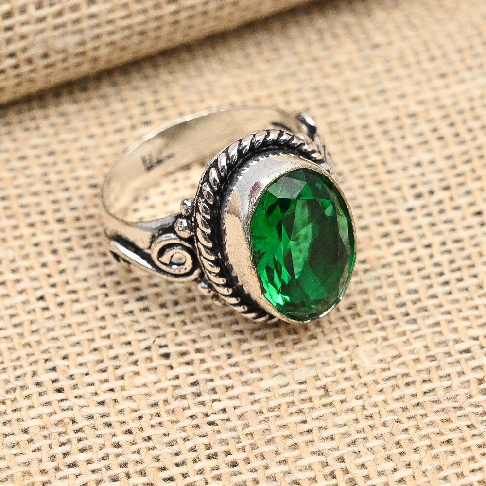 Unique Chrome Diopside Gemstone Handmade 925 Sterling Silver Ring Jewelry