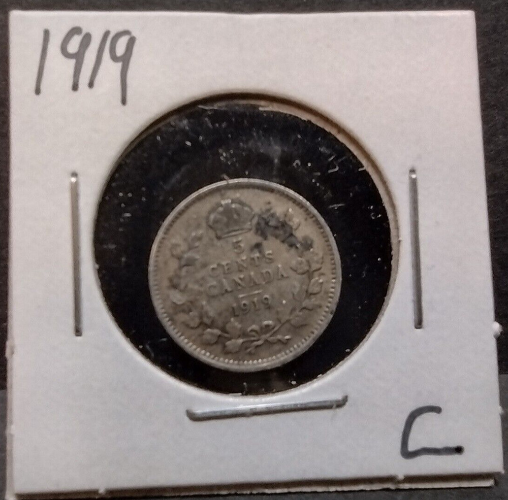 1919 Canada 5 Cents 92.5% silver coin (C)