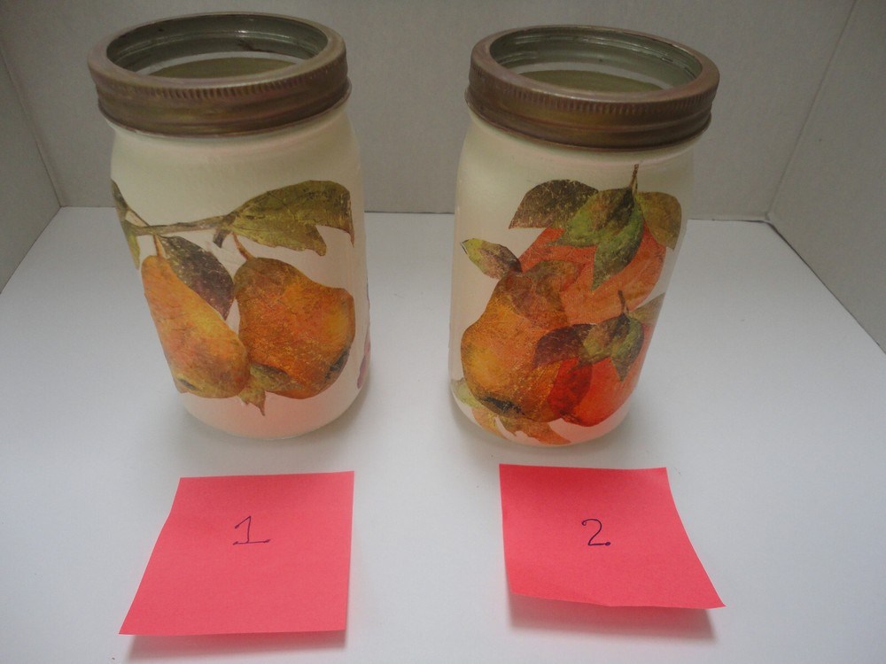 Decoupage Quart Mason Jar--Pears, Grapes( Hand Made)