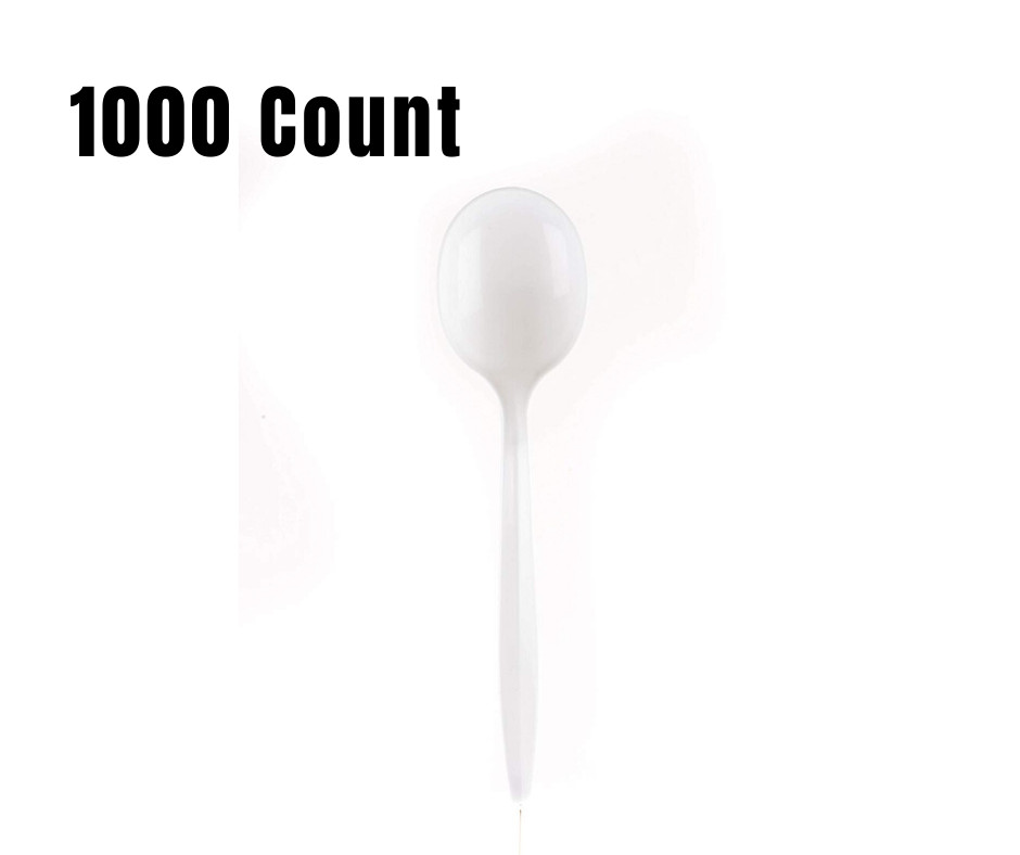 1000 Pack Medium Weight White Disposable Plastic Cutlery Spoons