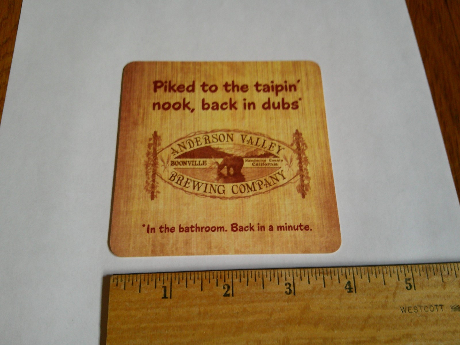 Boontling Beer Coaster Folk Language Anderson Brewing Boonville CA Collectible
