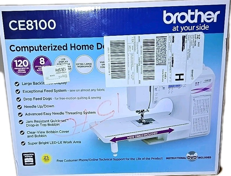 Brother CE8100 Computerized Sewing Machine W/thread, Fabric, & Sewing Book. NEW