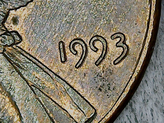 1993 Lincoln Cent . Doubling on date.