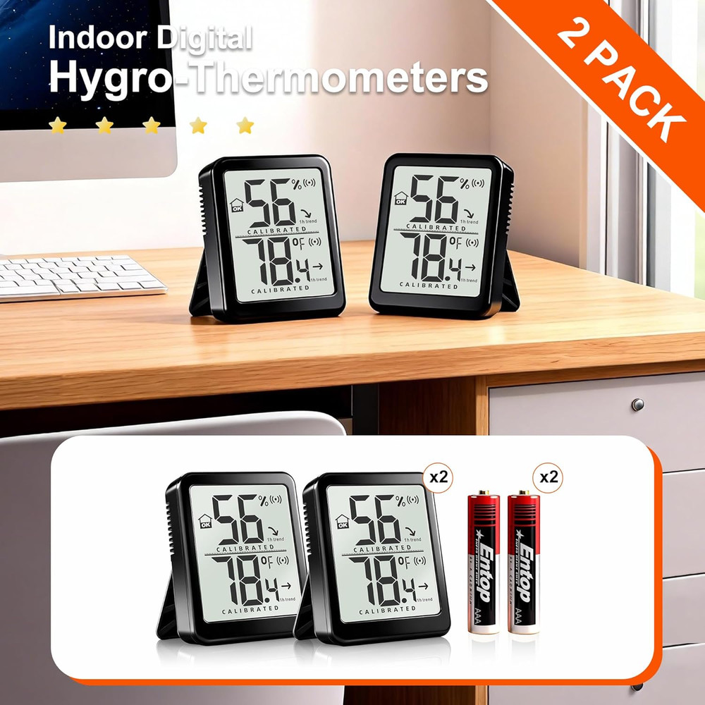 2 Pack Mini Digital Hygrometer Thermometer Indoor Temp Humidity