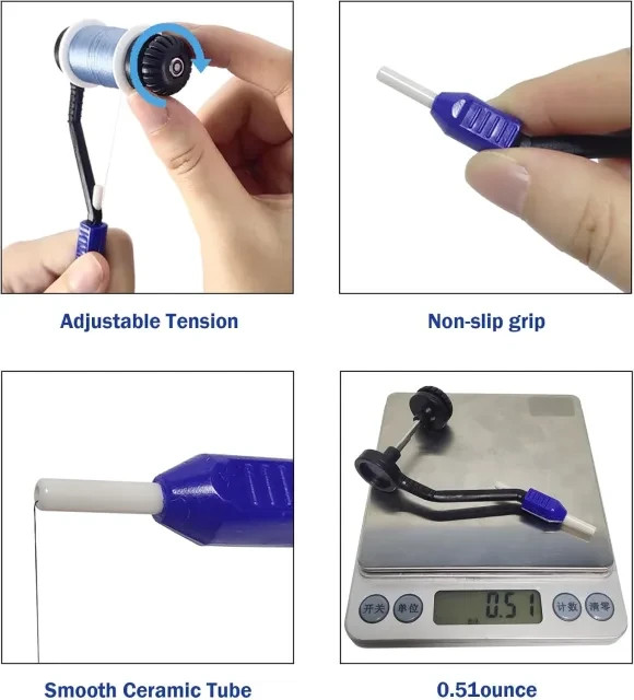 Fly Tying Tool Disc Drag Ceramic Lined Black Bobbin Holder x 2