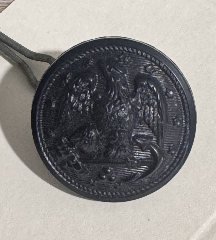 (3) VTG Military Buttons Embossed Eagle Crest .75” Navy Black Toggle Back Loop