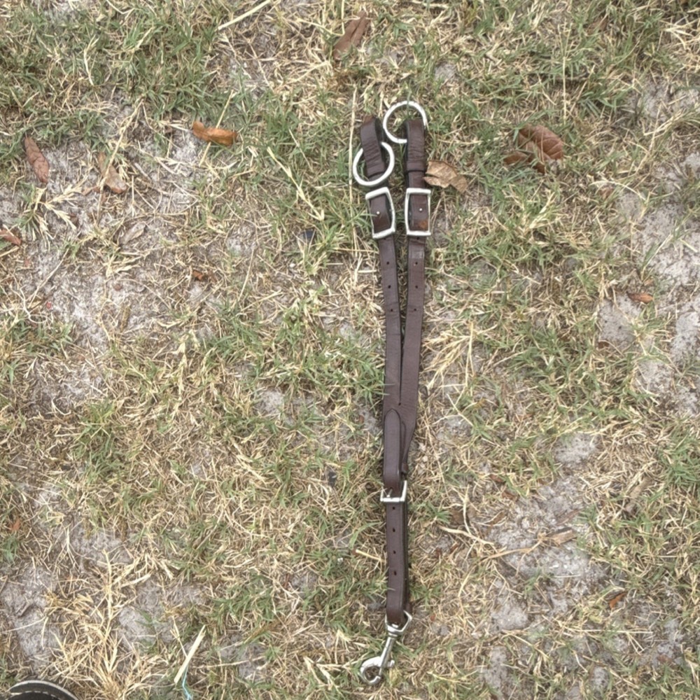 Brown Leather Western Horse Training Fork with Silver Hardware