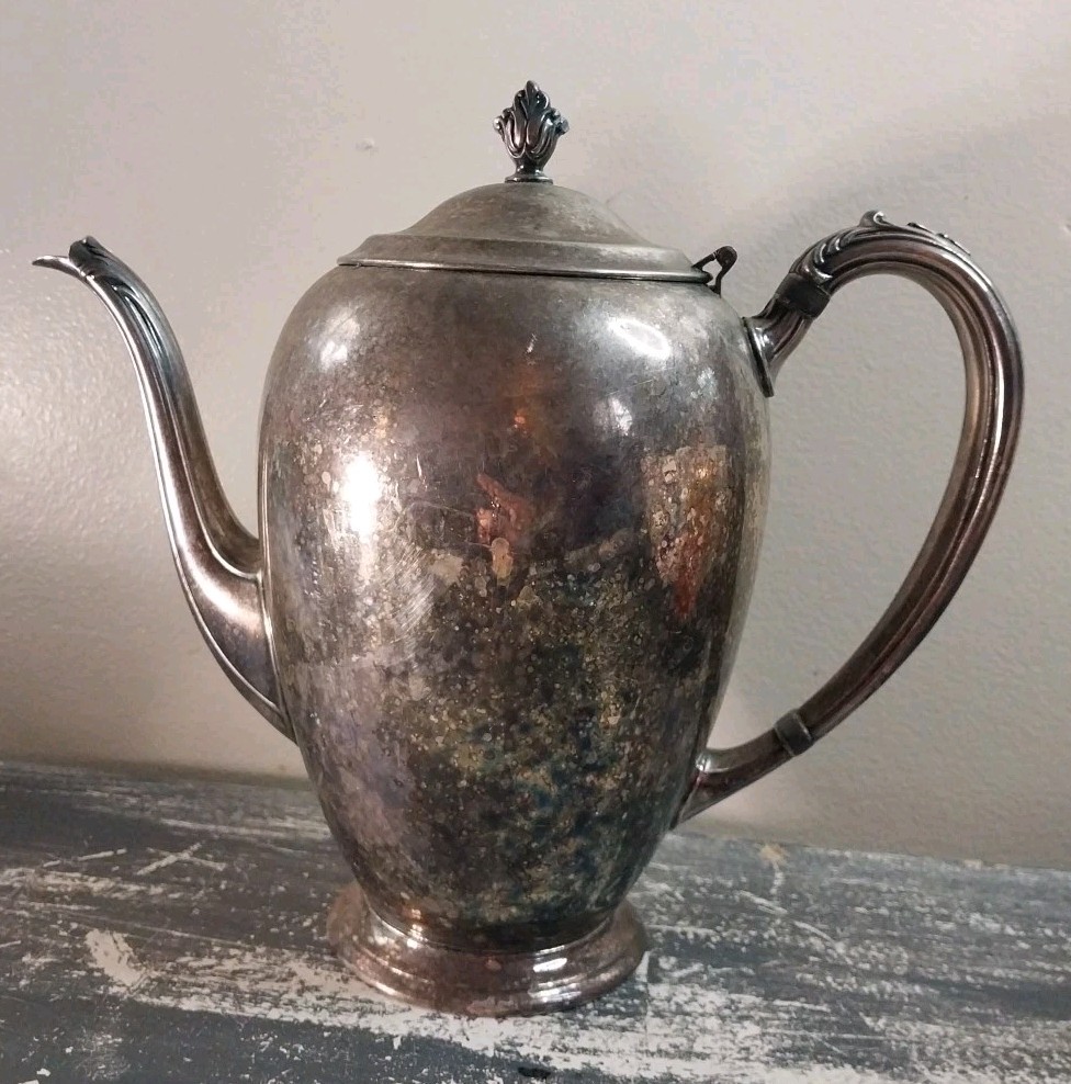 Vintage Tarnished Silver Plate Tea Pot Home Decorators Inc