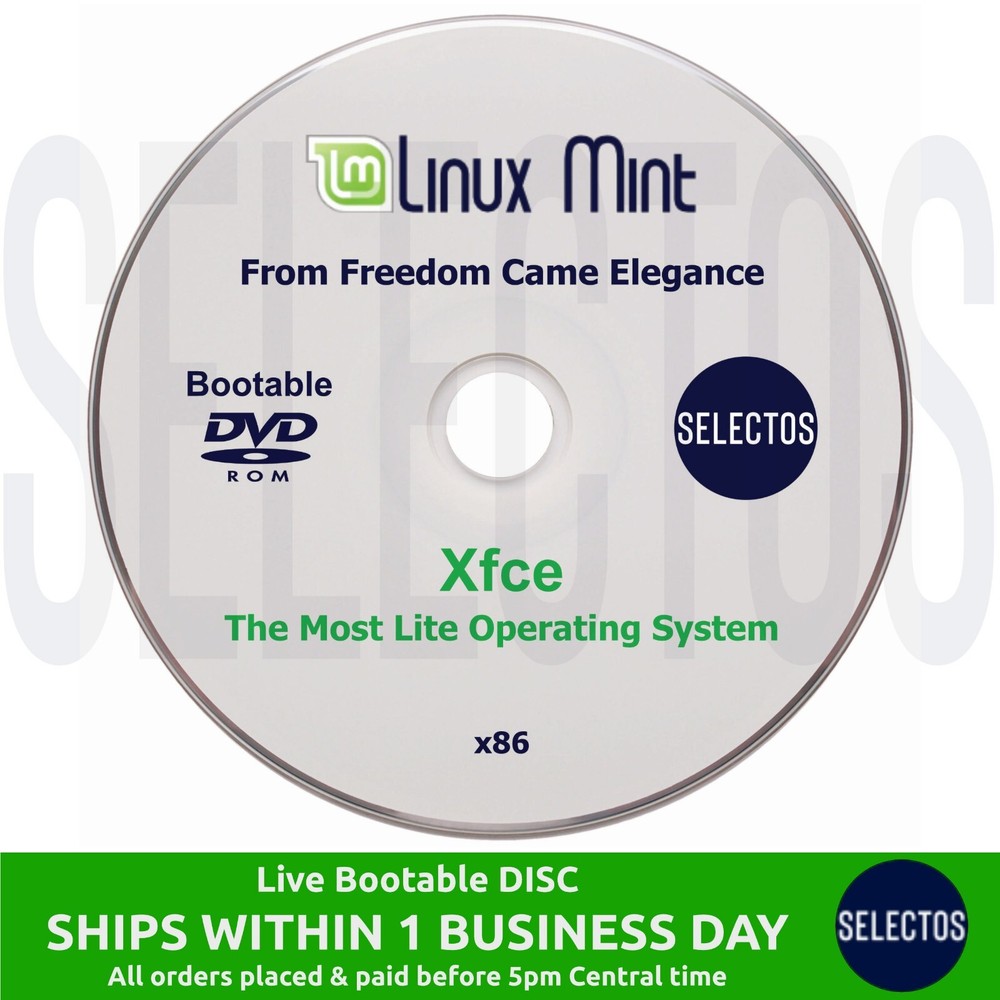 Linux Mint 19.3 Tricia Xfce Edition Live CD Bootable DISC for Old 32bit Computer