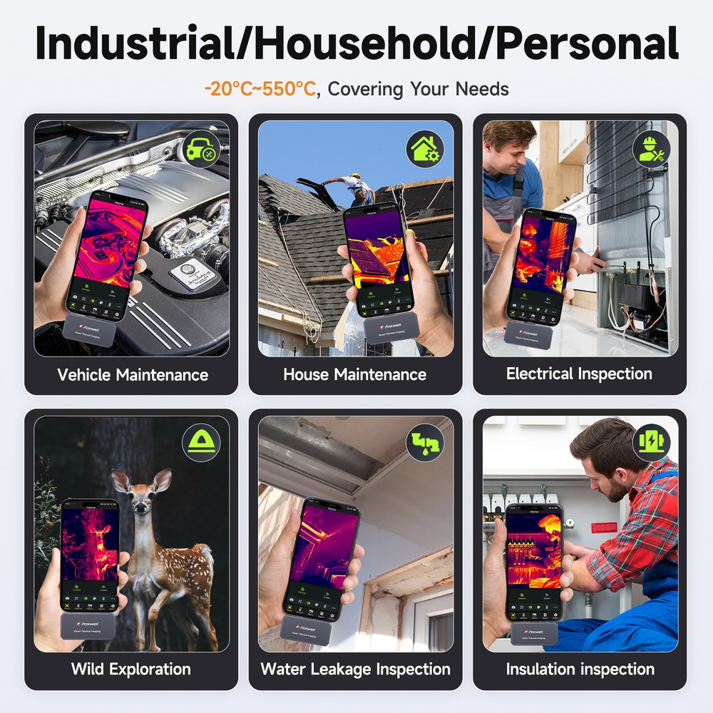 FOXWELL Thermal Camera Imager Multifunction Detection for Android USB-C 256*192