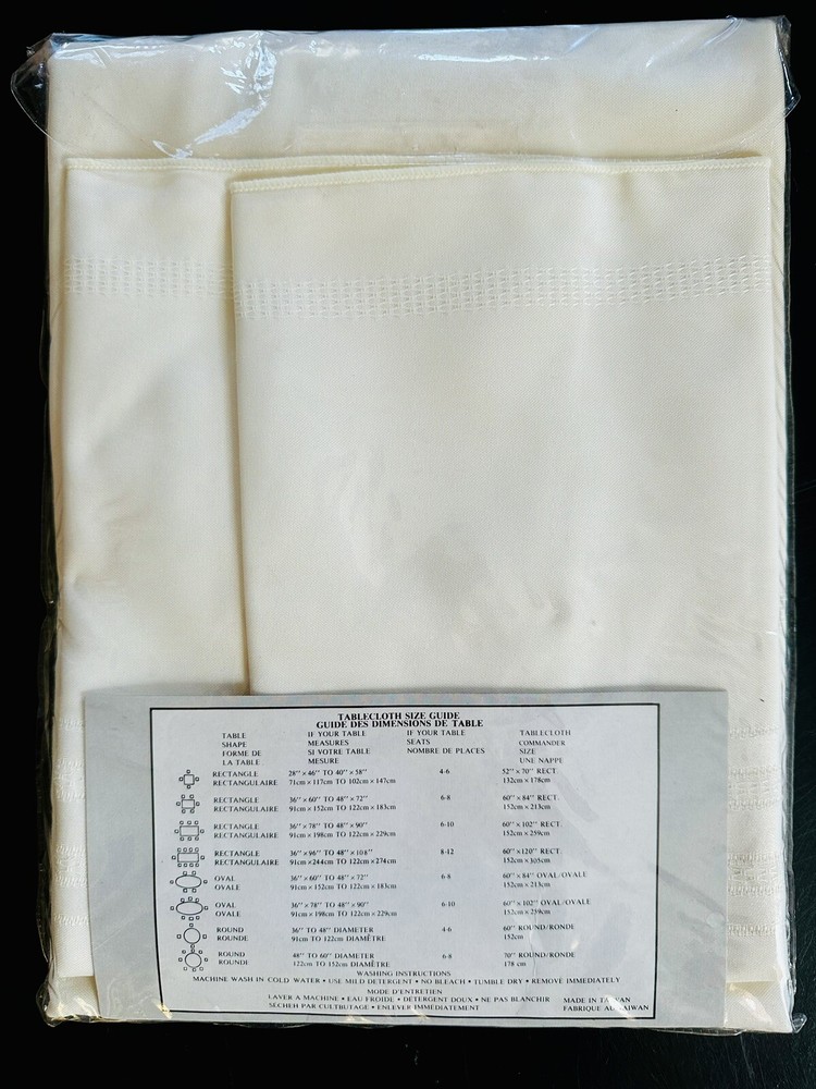 Calais Ivory Tablecloth 60x84 Permanent Press Soil Release Fin