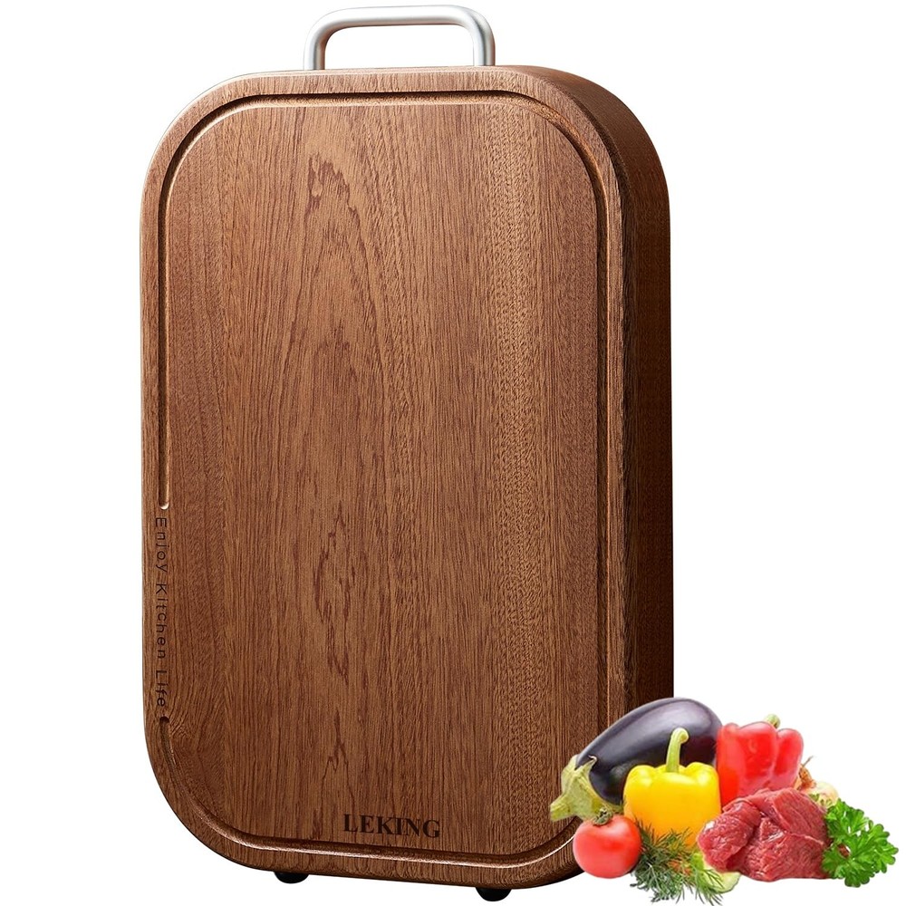 Premium Solid Ebony Wood Cutting Board for Kitchen - 14.5"x9.5"x1" Double Sid...