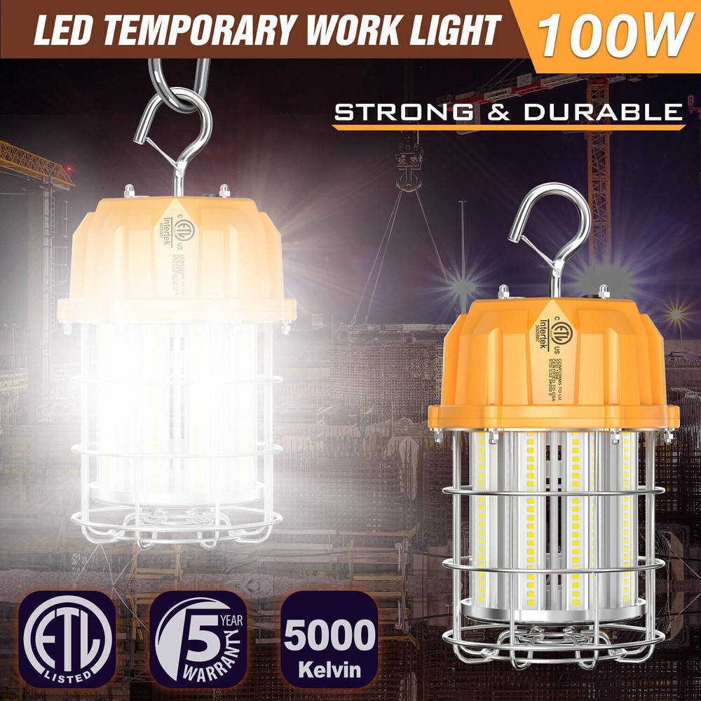 100W LED Temporary Work Light Portable Constructions High Bay Lamp 5000K 14500Lm