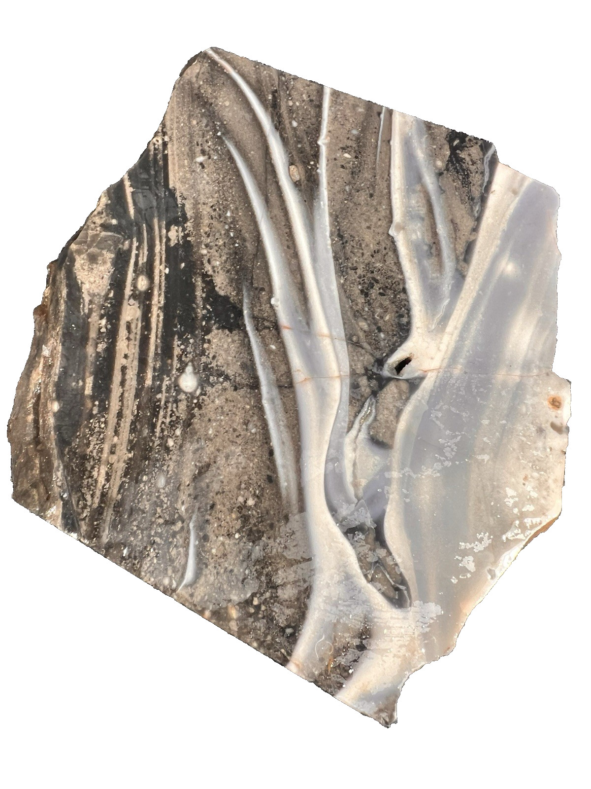 Sarape Jasper Slab 246.6g Mexico, beautiful white/blue/black shades, banded