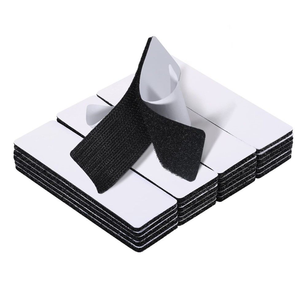 20 Sets Heavy Duty Hook & Loop Adhesive Strips 1x4” Black Sticky Back Fastener