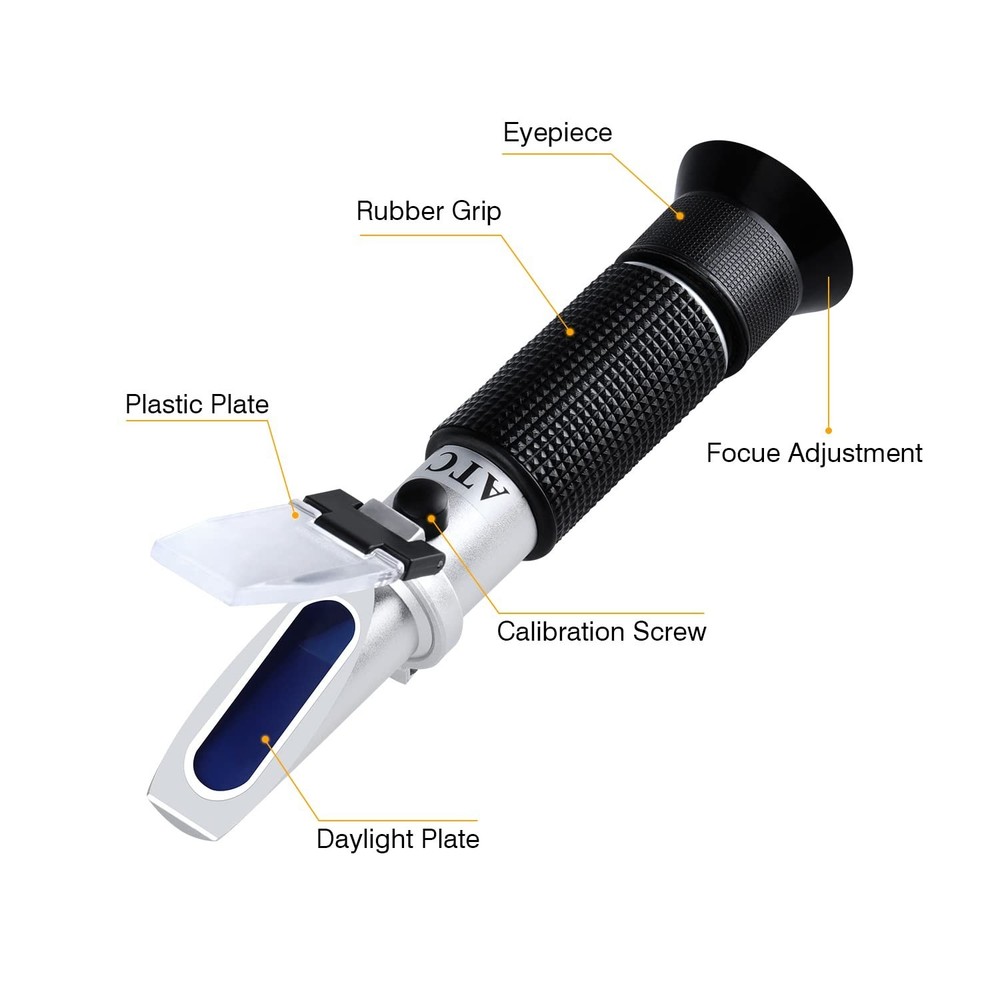 Brix Refractometer with ATC, Handheld Brix Meter Hydrometer 0-32% Portable Su...