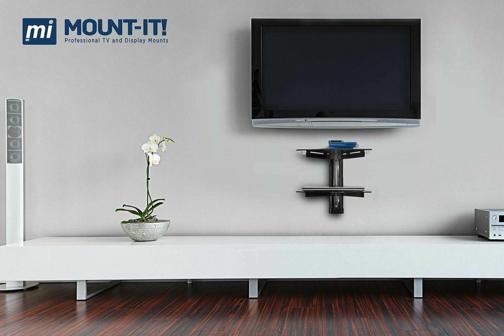 Mount-It! Floating Wall Mounted Shelf Bracket Stand | 2 Shelves, Open Box
