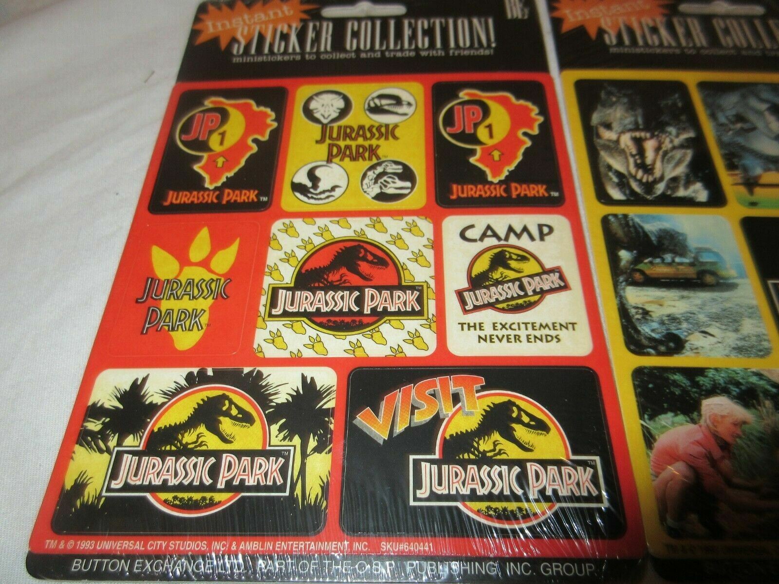 Jurassic Park Instant Sticker Collection 32 Stickers New Old Stock 1993 2 Packs