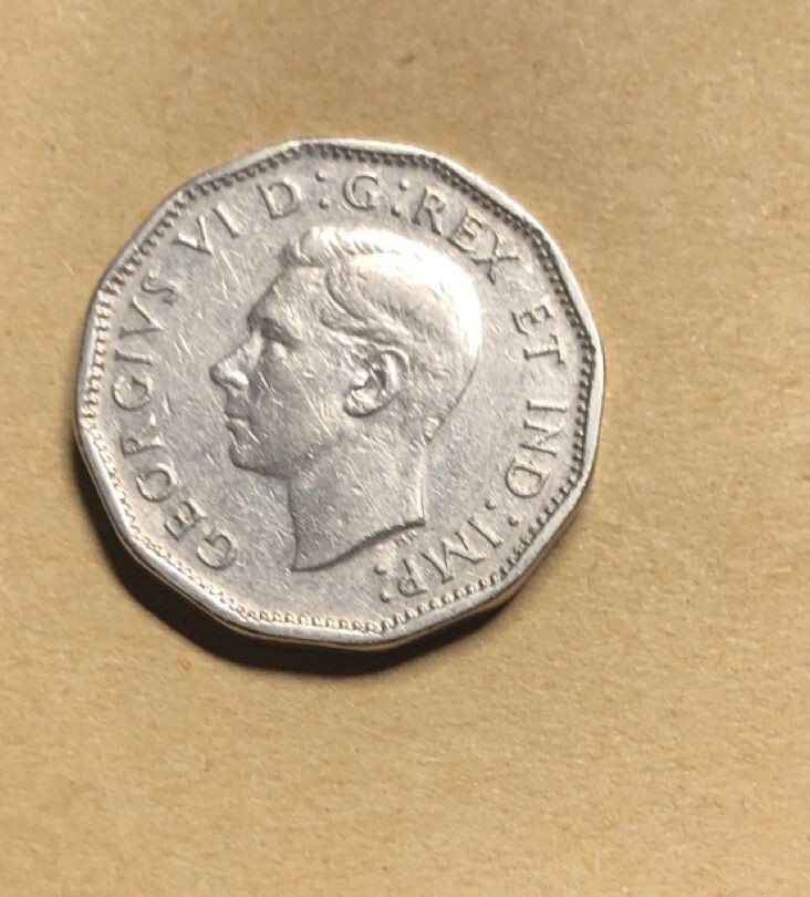1947 Canada 5 Cents No Maple Leaf xf