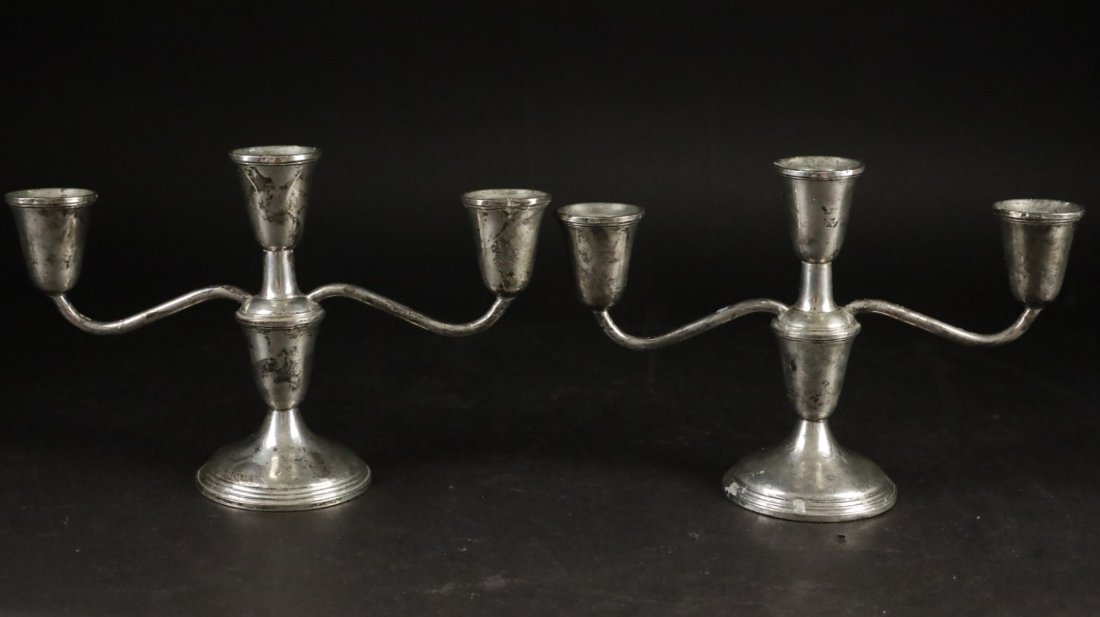 Pair Of Vintage “Empire” Sterling Silver Candelabras #386 - Fast Ship!
