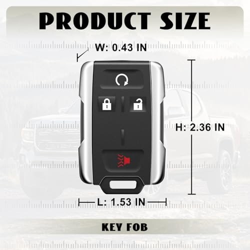 4 Buttons Keyless Entry Remote Key Fob Replacement for 2014 Silver frame 1PCS