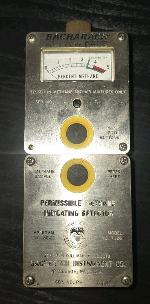 Vintage Coal Mining Bacharach Permissable Methane Detector - Untested