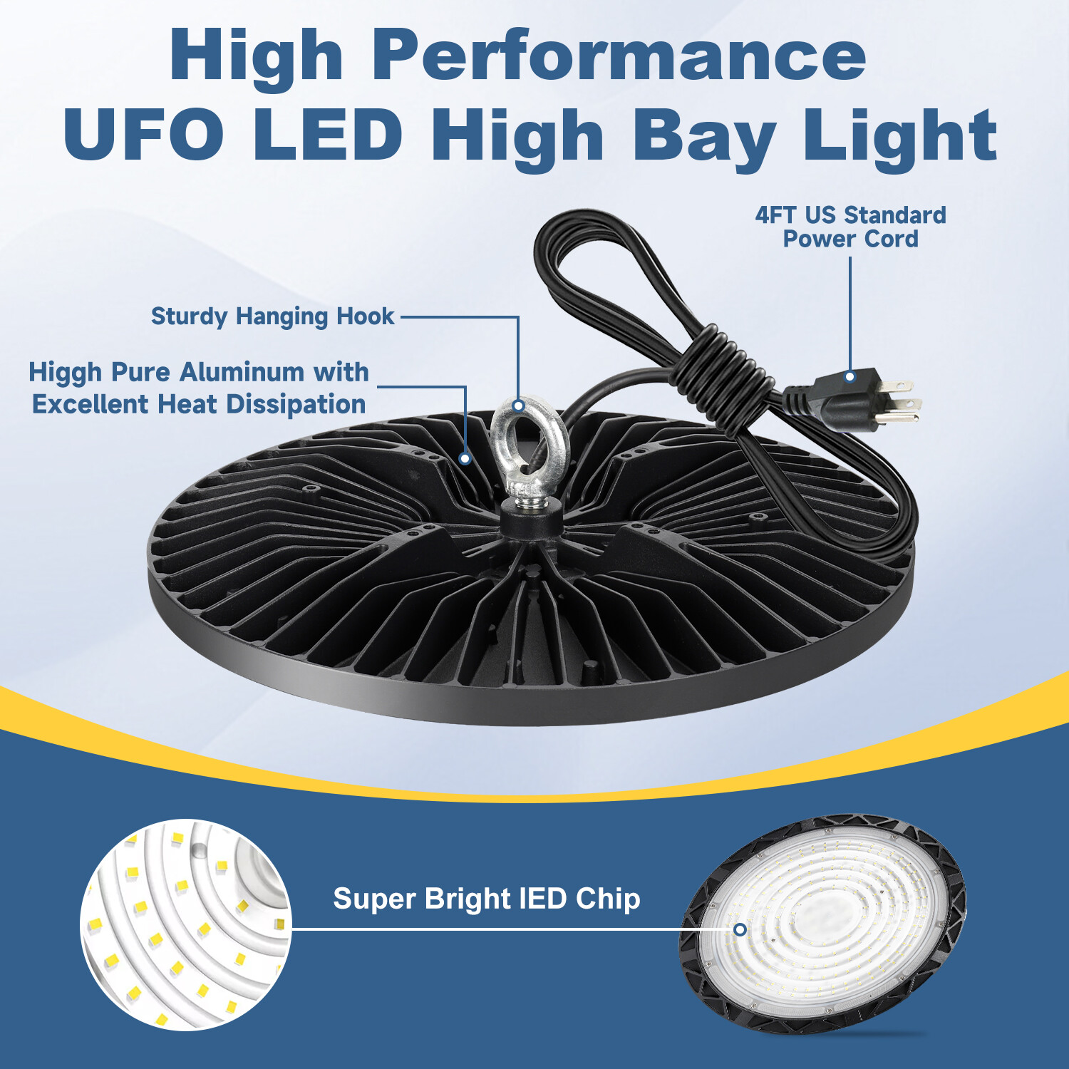 20 Pack Led UFO High Bay Light 100W Warehouse Factory Commercial Industrial Shop