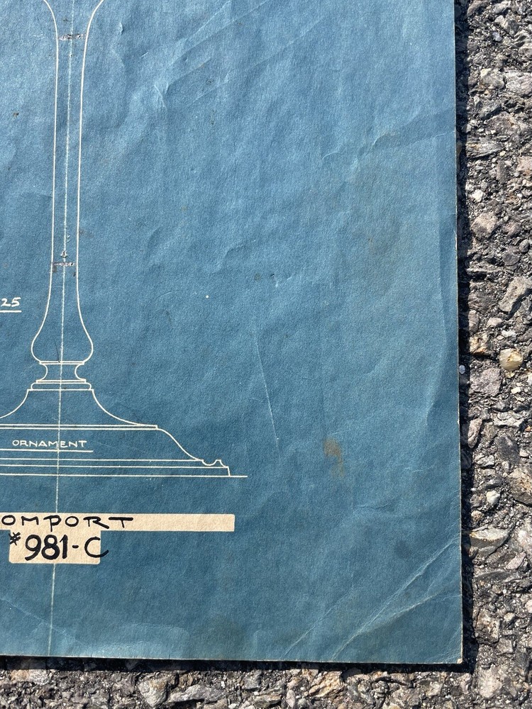 Antique Reed & Barton Co Paper Blueprint Pattern Sketch For Silver Cup Prototype
