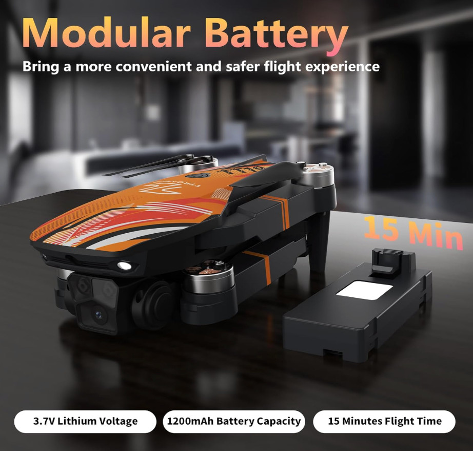 TT19 Drone with 1080P Camera Orange Foldable Quadcopter Obstacle Avoidance