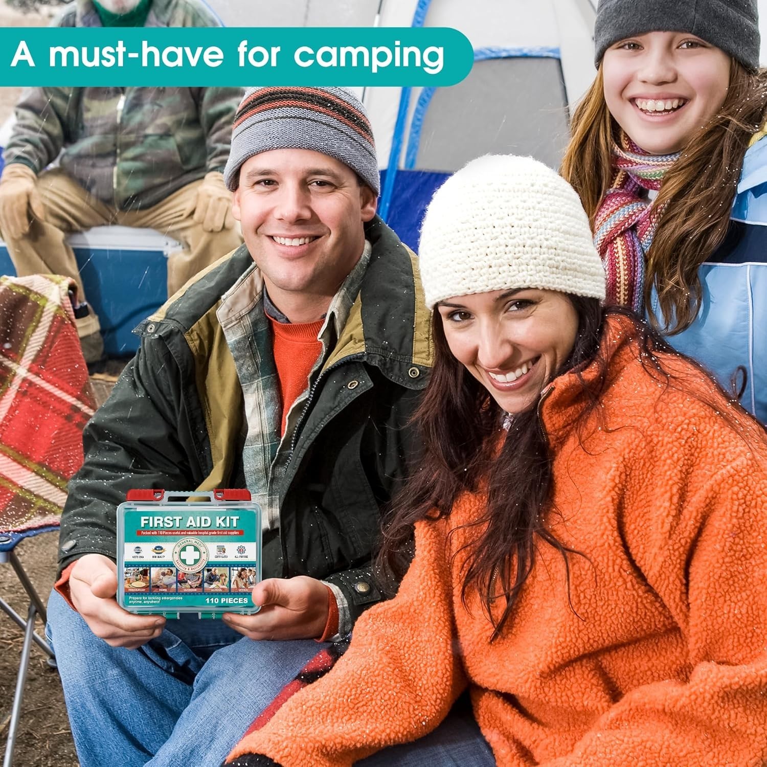 110 Pieces Small First Aid Kit - HardCase First Aid Box - Contains