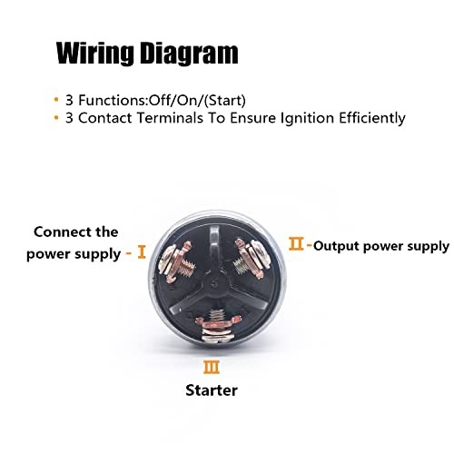 3 Wires Ignition Switch with Key 12V Universal Engine Starter Key Switch