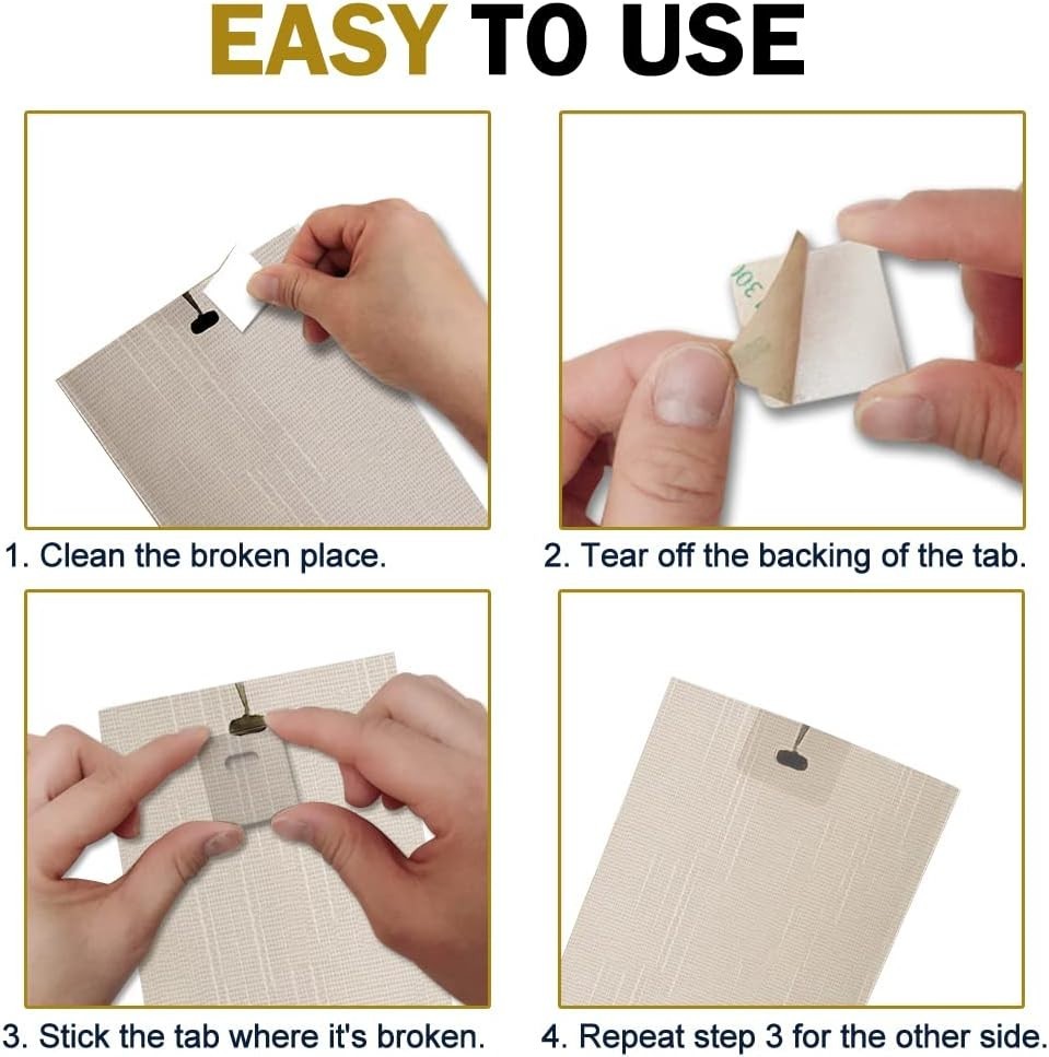 Durable Vertical Blind Repair Tabs - 40 Clear Squares for Quick Installation