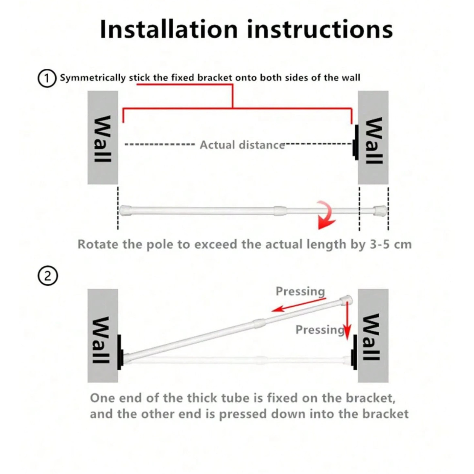 Extendable Curtain Rod Telescopic Towel Rail Pole Bath Shower Curtain ABS Rod
