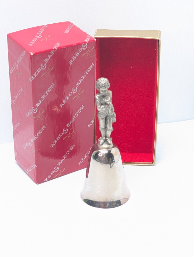 REED & BARTON SILVERPLATED YULETIDE BOY WITH BELL BOX B