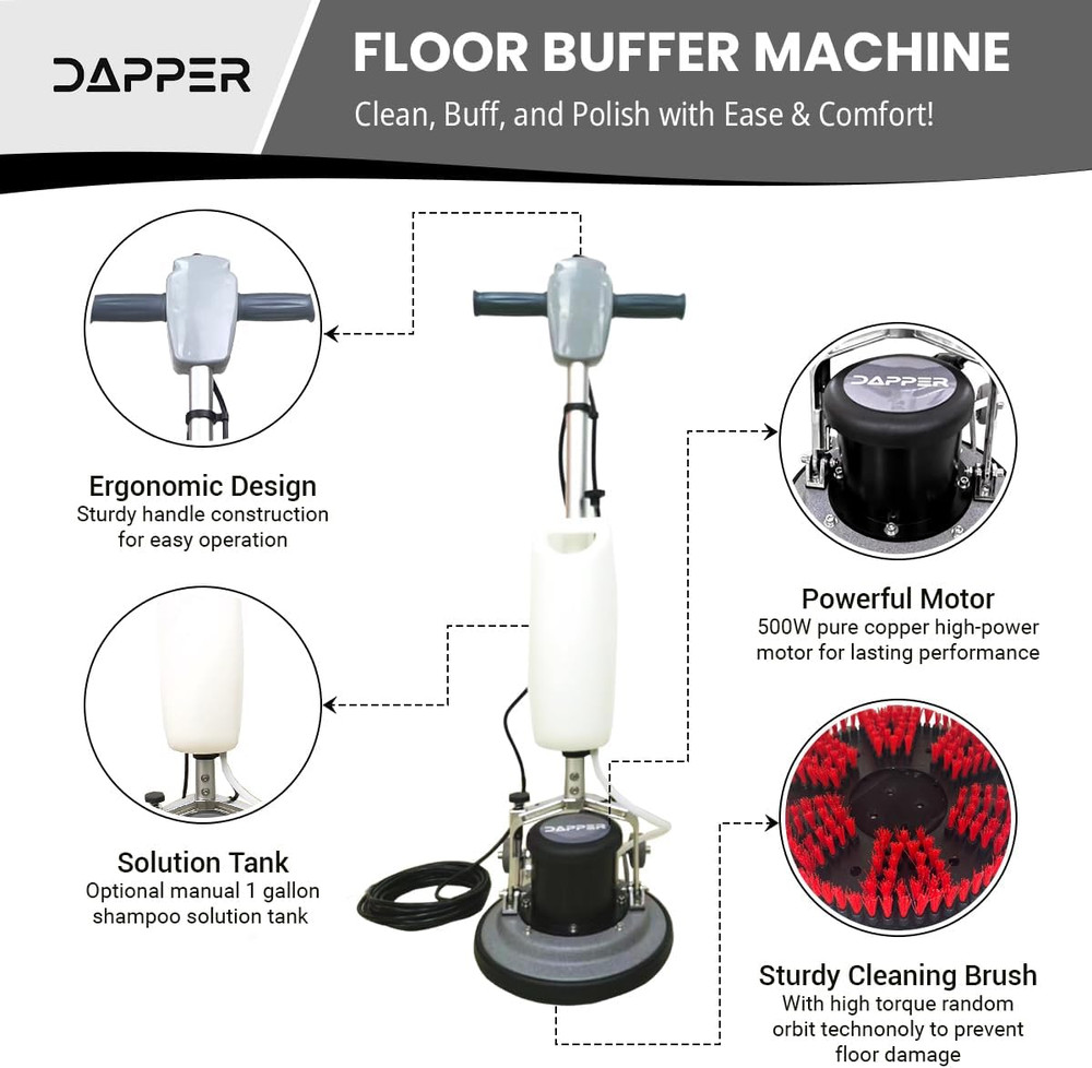 13" Heavy-Duty Multi-Functional Floor Buffer Polisher Machine - Clean, Buff, Scr