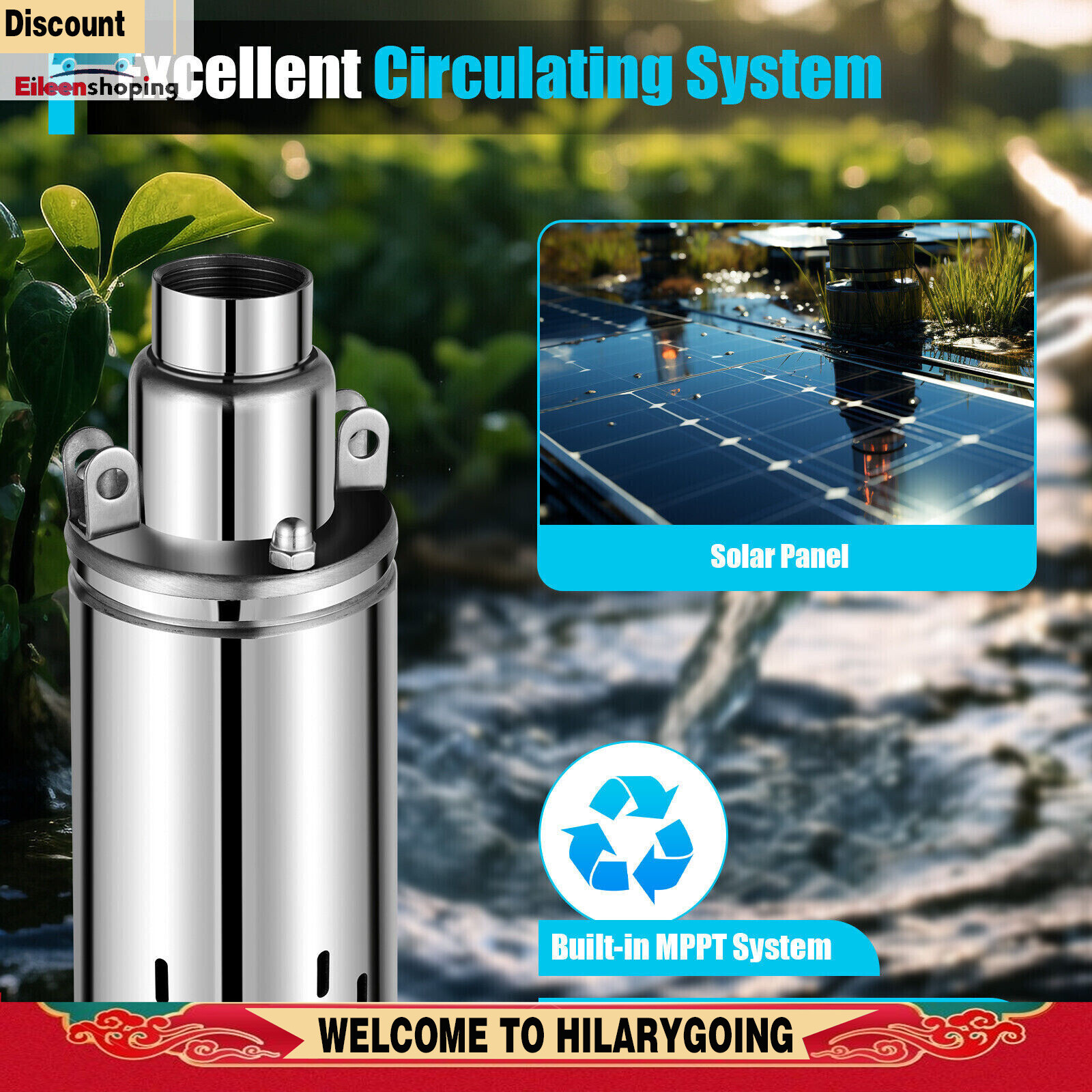 24V 370W Stainless Solar Water Pump Deep Well Solar Submersible Pump Durable New