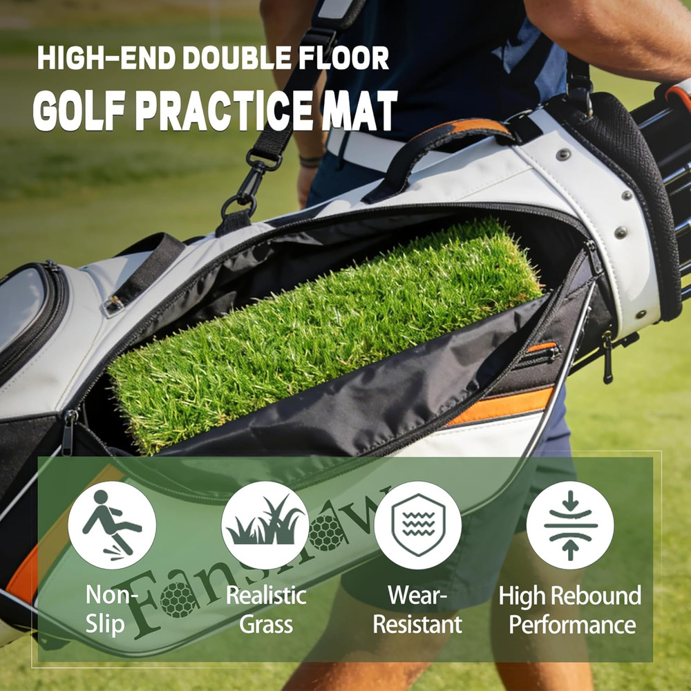 Golf Hitting Mat, Swing Path Feedback Golf Training Mat, 16"X12" Extra Replaceab