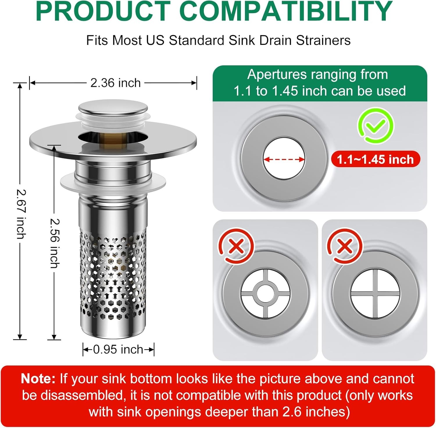 2-Pack Bathroom Sink Stopper Hair Catcher Bathroom Pop Up Sink Drain Filter US